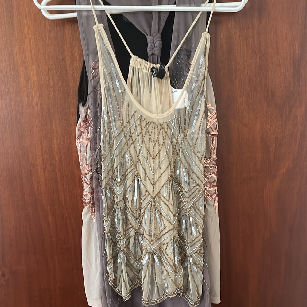 Bundle of 3 Mesh/Sequined/Beaded Going Out Tops - Picture 2 of 4